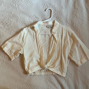 NAF NAF Cream Cropped Blouse